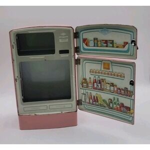 VTG‎ Wolverine Pink Tin Metal Toy Child's Play Playset Kitchen Refrigerator